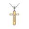 Gem And Harmony 14K Yellow and White Gold Cross Polished Crucifix Pendant Necklace with Chain